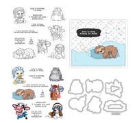 Duck Horse Cow Stamps and Die Cuts for Card Making Funny Animals Transparent Silicone Clear Stamp and Metal Cutting Dies Sets for DIY Scrapbooking Paper Crafting Seals Decorative Supplies