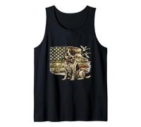 Duck Hunting German Shorthaired Pointer Camo Patriotic Flag Tank Top