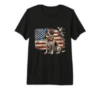 Duck Hunting German Shorthaired Pointer Patriot Flag Premium T-Shirt