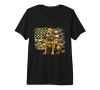 Duck Hunting Lab Patriotic Camo American Flag Premium T-Shirt