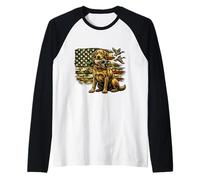 Duck Hunting Lab Patriotic Camo American Flag Raglan Baseball Tee