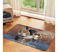 Duck Hunting Labrador Dog Cool Black Puppy Animal,Waterproof Pet Feeding Mat,PU Leather Placemats for Cat Dog Water Bowl,Food Mats,30x45cm