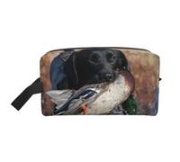 Duck Hunting Labrador Dog Cool Black Puppy AnimalLarge Capacity Cosmetic Organizer,Travel Makeup Bag for Women