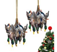 Duck Hunting Ornament, 2 Pack Duck Hunting Tree Ornament For Christmas, Waterfowl Hunting Christmas Tree 2D Flat Acrylic Ornament, Creative Christmas Tree Decoration Accessories For Hunters