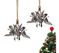 Duck Hunting Ornament, 2 Pack Duck Hunting Tree Ornament For Christmas, Waterfowl Hunting Christmas Tree 2D Flat Acrylic Ornament, Creative Christmas Tree Decoration Accessories For Hunters