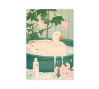 Duck in A Bathtub, Aesthetic Artwork for Bathroom Canvas Poster Wall Art Decor Print Picture Paintings for Living Room Bedroom Decoration 08x12inch(20x30cm)