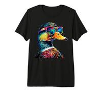 Duck in Colorful Rainbow Colors Mallard Drake Cute Ducks Premium T-Shirt