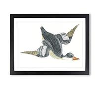 Duck In Flight By Johan Teyler Vintage Framed Print | A3 Black Framed Wall Art | Ready to Hang | Classic Animal Picture | Living Room Bedroom Lounge Office