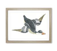 Duck In Flight By Johan Teyler Vintage Framed Print | A4 Oak Framed Wall Art | Ready to Hang | Classic Animal Picture | Living Room Bedroom Lounge Office