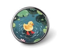 Duck in Rainy Pond Brooch Pins Lapel Pins for Men Women Badge Button Cover Decorative Jewelry Charms for Hats Bags Backpacks Suits Shirts Scarves Clothing Accessories Banquet Wedding Gift
