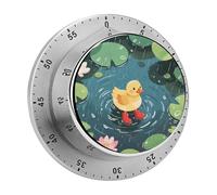 Duck in Rainy Pond Kitchen Timer 60 Minute Visual Wind Up Timers Indoor Mechanical Timers with Magnetic Base Stainless Steel Timer for Home Cooking Time Management Tool