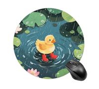 Duck in Rainy Pond Mouse Pad Round Laptop Mouse Mat Cute Computer Mousepad Keyboard Pad Non-Slip Desk Pads for Gaming Office Work Home