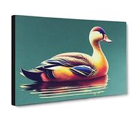 Duck In Watercolour Vol.2 Canvas Print | Gallery Wrapped 30mm Frame Wall Art | 30x20 inches | Ready to Hang | Contemporary Bird Picture | Living Room Bedroom Lounge Office