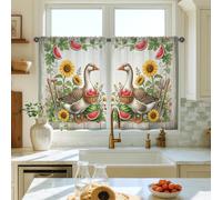 Duck Kitchen Curtains, Farmhouse Rustic Sunflower Watermelon Summer Green Curtains for Small Window for Laundry Room Sink Area Hallway Apartment Window Decor 26x36 Inch