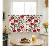 Duck Kitchen Curtains, Farmhouse Rustic Tomatoes Flower Fall Red Patterned Curtains Window Decoration for Dining Room Breakfast Nook Sink Area 26x30 Inch