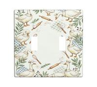 Duck Kitchen Double Light Switch Cover Plate, Farmhouse Rustic Whisk Rolling Pin Summer White Plastic Standard Size Decorative Wall Plates for New Apartment Home Bedroom Office Decor