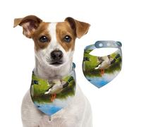 Duck Large Design,Dog Bandanas Cotton Pet Scarf Adjustable Bibs for Pet,M