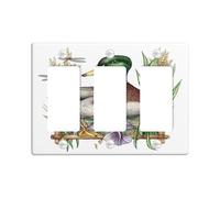 Duck Light Switch Cover Plates/Outlet Covers, Green Mallard Design for Nature Lovers, Thermoplastic Wall Plates, Standard Size 3 Gang Wall Plate