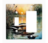 Duck Light Switch Cover Plates/Outlet Covers, Green Nature Scene for Home Decor, Thermoplastic Wall Plates, Standard Size Toggle Rocker