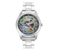 Duck Lotus Prints Watch Stainless Steel Band Watch Dress Watch Digital Wrist Watch Analog Quartz Watch for Unisex
