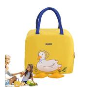 Duck Lunch Bag for Kids | Insulated Lunch Bags with Back Slip Pocket | Canvas Children's Lunch Bag | Large Capacity Cute Lunch Box | Tote Lunch Bag for School Picnic Camping Travel