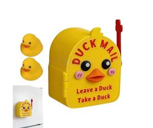 Duck Mailbox 3D Printed, Magnetic Refrigerator Decor Set, Cute Figurine Storage Box with Duck Design Style, Home Use Set, Kitchen Decor Kit, Mailbox for Family Kids Cabin Wall Pool Party