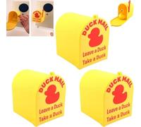 Duck Mini Mailbox Door Magnet,Duck Mail Magnet,Funny Yellow Duck Mailbox Decor,Funny Yellow Duck Door Decor with Funny Movable Tags,Fun Decor for Home & Office (3 Pcs)
