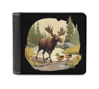Duck Moose Bifold Wallet PU Leather Credit Card Holder Wallets Slim Front Pocket Money Clip