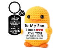Duck My Son Positive Crochet with Keychain - Emotional Support Animals with Motivational Messages - Sweet Gifts for Women, Wife - Comforting, Cheer Up Gift, Positive Crochet Collectible