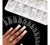 Duck Nail Tips for Acrylic Nails Professional Clear Duck Feet Fan Tips Half Cover Duck Tips Extra Short Curved French Nail Extension Tips with Box 11 Sizes 550