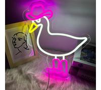 Duck Neon Sign for Wall Decor, Cowgirl Duck Neon Light with Dimmer and USB, Gift for Girls Led Light Up Sign for Bar, Hotel, Cafe, VIP Room, Home Decoration