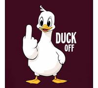 Duck Off Funny Duck Middle Finger Naughty Sarcastic Statement Men's T-Shirt, burgundy, XXL