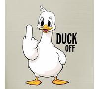 Duck Off Funny Duck Middle Finger Naughty Sarcastic Statement Men's T-Shirt, natural, XL