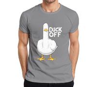 Duck Off Naughty Duck Middle Finger Sarcastic Gift Funny Men's T-Shirt, gray, M