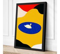 Duck on Water Mid Century Canvas Wall Art Print 24x16 Inch