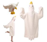 Duck Onesie, Duck Blanket Hoodie, Oversized Warm Big Goose Wearable Blanket, Thick Coral Fleece Giant Sleeping Bag, Quirky Couples Hoodie Onesie, Warming Soft Pajamas for Men Women Teens (L)