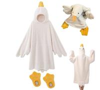 Duck Onesie, Duck Blanket Hoodie, Oversized Warm Big White Goose Wearable Blanket, Quirky Couples Hoodie Onesie, Thick Coral Fleece Giant Sleeping Bag, Winter Warm Pajamas Sleepwear for Bedroom