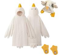 Duck Onesie, Duck Blanket Hoodie, Oversized Warm Big White Goose Wearable Blanket, Quirky Couples Hoodie Onesie, Thick Coral Fleece Giant Sleeping Bag, Winter Warm Pajamas Sleepwear for Bedroom