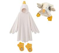 Duck Onesie | Goose Costume | Big White Goose Blanket Hoodie | Funny White Wearable Blanket with Sleeves and GooseFeet Slippers | Matching Couples Pajamas Hoodies for Adults & Kids