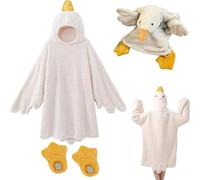 Duck Onesie | Oversized Warm Big White Goose Wearable Blanket | Quirky Couples Hoodie Onesie | Duck Blanket Hoodie Oversized For Home Living Room Bedroom Movie Night