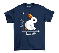 Duck or Rabbit 2 T-Shirt - Hilarious Animal Debate! Funny Unisex Design, 100% Cotton - Which Side are You on? Quack or Hop? Navy