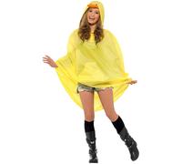 Smiffys Duck Party Poncho, Yellow with Drawstring Bag, Party Poncho Fancy Dress, Adult Dress Up Costumes Halloween