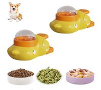 Duck Pet Feeder for Dogs, Pet Slow-Feeder Puzzle, Dual-Purpose Training Reward Dispenser, Mental Enrichment Interactive Toy for Cats and Dogs. (2pcs A)