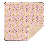 Duck Pixel Art Peach Large Sturdy Baby Gym & Activity Mat for Floor Waterproof Baby Crawling Mat for Baby Toddler Infant, 50'' x 50''