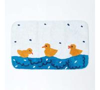 Duck Pond Cotton Bath Mat/Runner and Pedestal Set, Blue & White