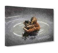 Duck Preening its Feathers in Abstract Canvas Print for Living Room Bedroom Home Office Décor, Wall Art Picture Ready to Hang, 30 x 20 Inch (76 x 50 cm)