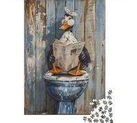Duck Reading Newspaper on Toilet 38x26cm 1000pcs Jigsaw Puzzle, 1000 Piece