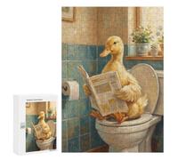 Duck Reading Newspaper on Toilet Jigsaw Puzzle, 300 PCS, for Adults And Families, Shared Puzzle Time for Family And Friends, for Quiet Evenings