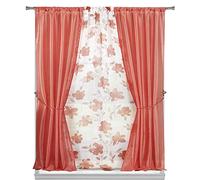 Duck River Textile Floral Window Curtain Set, Salmon, 38x84