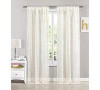 Duck River Textile Molly Solid Window Curtain, 38x84 (2 Pieces), White-Gold
